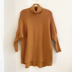 Poetsky Women's Pumpkin Orange Ribbed‎ Tunic Tops Cowl Neck Oversized S